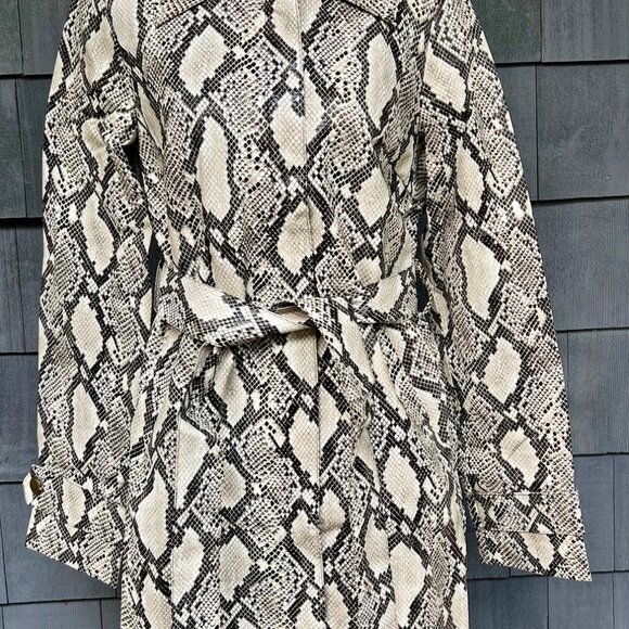 Choosy Elizabeth Faux Snakeskin Trench Coat Lined Belted Women's Size S Garment - Picture 2 of 7